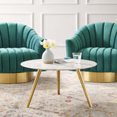 Lippa 28" Round Artificial Marble Coffee Table with Tripod Base Modway Model: eei-3664